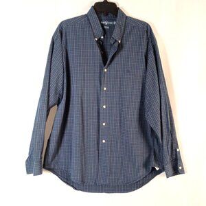 Ralph Lauren Marlow Blue Check Button Down Long Sleeve Shirt Men XL